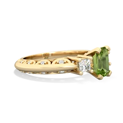 Peridot Art Deco Diamond 7X5 Emerald-Cut Engagement 14K Yellow Gold ring R20017EM