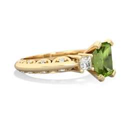 Peridot Art Deco Diamond 8X6 Emerald-Cut Engagement 14K Yellow Gold ring R20018EM