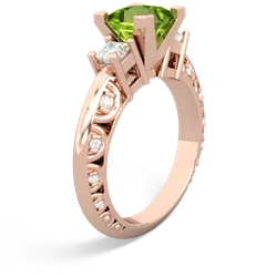 Peridot Art Deco Diamond Engagement 6Mm Princess 14K Rose Gold ring R2001