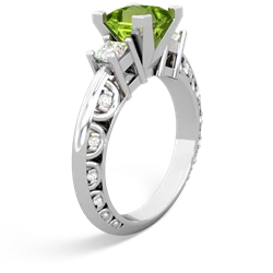 Peridot Art Deco Diamond Engagement 6Mm Princess 14K White Gold ring R2001