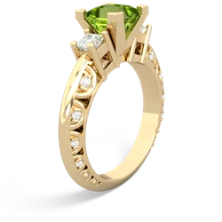 Peridot Art Deco Diamond Engagement 6Mm Princess 14K Yellow Gold ring R2001