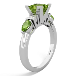 Peridot 6Mm Princess Eternal Embrace Engagement 14K White Gold ring C2002