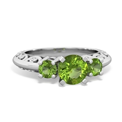 Peridot Art Deco Eternal Embrace Engagement 14K White Gold ring C2003