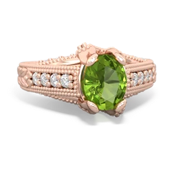 Thumbnail for Peridot Antique Style 14K Rose Gold ring R2028 - top view