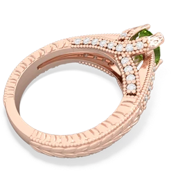 Peridot Antique Style Milgrain Diamond 14K Rose Gold ring R2028