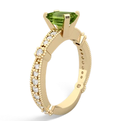 Thumbnail for Peridot Milgrain Antique Style 14K Yellow Gold ring R26297EM - side view
