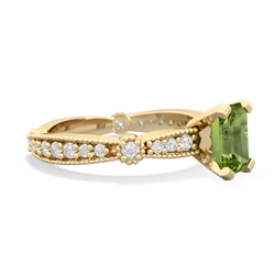 Thumbnail for Peridot Milgrain Antique Style 14K Yellow Gold ring R26297EM - hand 1 view