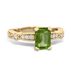 Thumbnail for Peridot Milgrain Antique Style 14K Yellow Gold ring R26297EM - top view