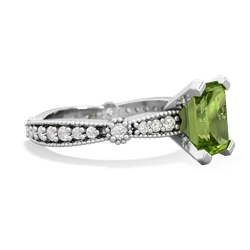 Peridot Sparkling Tiara 8X6 Emerald-Cut 14K White Gold ring R26298EM