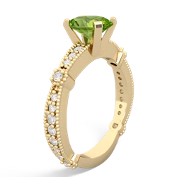 Thumbnail for Peridot Milgrain Antique Style 14K Yellow Gold ring R26298VL - side view