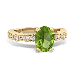 Thumbnail for Peridot Milgrain Antique Style 14K Yellow Gold ring R26298VL - top view
