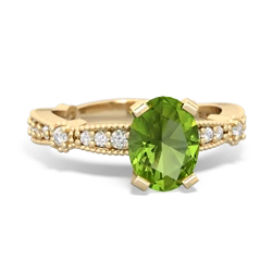 Peridot Sparkling Tiara 8X6 Oval 14K Yellow Gold ring R26298VL