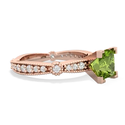 Peridot Sparkling Tiara 6Mm Princess 14K Rose Gold ring R26296SQ