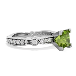 Peridot Sparkling Tiara 6Mm Princess 14K White Gold ring R26296SQ