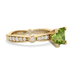 Peridot Sparkling Tiara 6Mm Princess 14K Yellow Gold ring R26296SQ