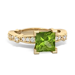 Peridot Sparkling Tiara 6Mm Princess 14K Yellow Gold ring R26296SQ