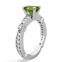 Peridot Sparkling Tiara 7X5mm Emerald-Cut 14K White Gold ring R26297EM