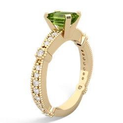 Peridot Sparkling Tiara 7X5mm Emerald-Cut 14K Yellow Gold ring R26297EM