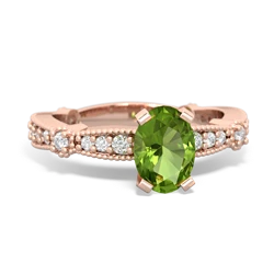 Peridot Sparkling Tiara 7X5mm Oval 14K Rose Gold ring R26297VL