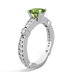 Peridot Sparkling Tiara 7X5mm Oval 14K White Gold ring R26297VL