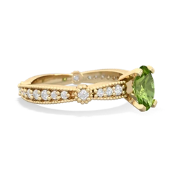 Peridot Sparkling Tiara 7X5mm Oval 14K Yellow Gold ring R26297VL