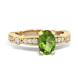 Peridot Sparkling Tiara 7X5mm Oval 14K Yellow Gold ring R26297VL