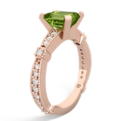 Peridot Sparkling Tiara 8X6 Emerald-Cut 14K Rose Gold ring R26298EM