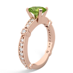 Peridot Sparkling Tiara 8X6 Oval 14K Rose Gold ring R26298VL