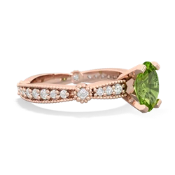 Peridot Sparkling Tiara 8X6 Oval 14K Rose Gold ring R26298VL