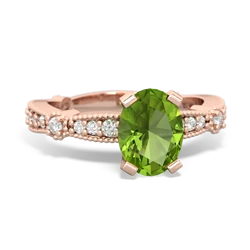 Peridot Sparkling Tiara 8X6 Oval 14K Rose Gold ring R26298VL