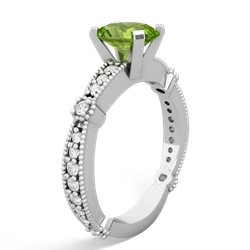 Peridot Sparkling Tiara 8X6 Oval 14K White Gold ring R26298VL