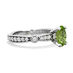 Peridot Sparkling Tiara 8X6 Oval 14K White Gold ring R26298VL