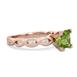 Thumbnail for Peridot Infinity Engagement 14K Rose Gold ring R26316SQ - hand 1 view