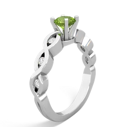 Peridot Infinity 5Mm Round Engagement 14K White Gold ring R26315RD