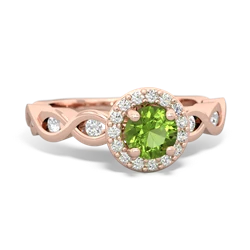 Peridot Infinity Halo Engagement 14K Rose Gold ring R26315RH