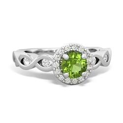 Peridot Infinity Halo Engagement 14K White Gold ring R26315RH