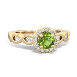 Peridot Infinity Halo Engagement 14K Yellow Gold ring R26315RH