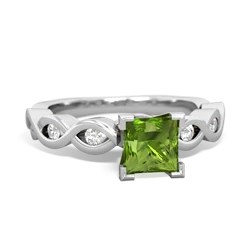 Peridot Infinity 5Mm Square Engagement 14K White Gold ring R26315SQ