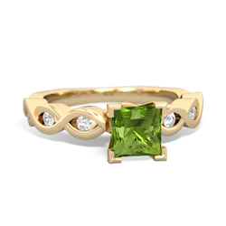 Peridot Infinity 5Mm Square Engagement 14K Yellow Gold ring R26315SQ