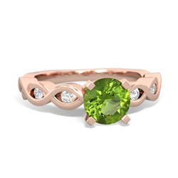 Peridot Infinity 6Mm Round Engagement 14K Rose Gold ring R26316RD