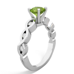 Peridot Infinity 6Mm Round Engagement 14K White Gold ring R26316RD