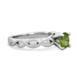 Peridot Infinity 6Mm Round Engagement 14K White Gold ring R26316RD