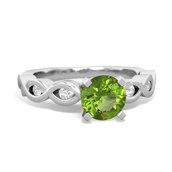 Peridot Infinity 6Mm Round Engagement 14K White Gold ring R26316RD