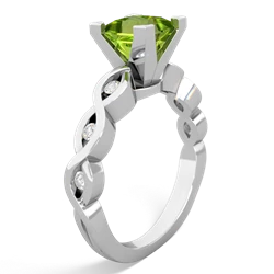 Peridot Infinity 6Mm Princess Engagement 14K White Gold ring R26316SQ