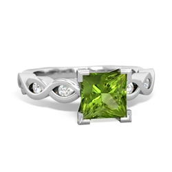 Peridot Infinity 6Mm Princess Engagement 14K White Gold ring R26316SQ