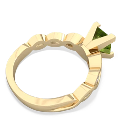 Peridot Infinity 6Mm Princess Engagement 14K Yellow Gold ring R26316SQ