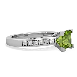 Peridot Art Deco Engagement 6Mm Princess 14K White Gold ring R26356SQ