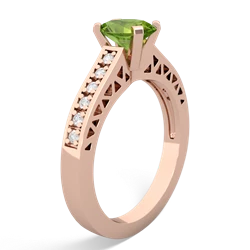 Peridot Art Deco Engagement 7X5mm Oval 14K Rose Gold ring R26357VL