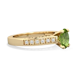 Peridot Art Deco Engagement 7X5mm Oval 14K Yellow Gold ring R26357VL