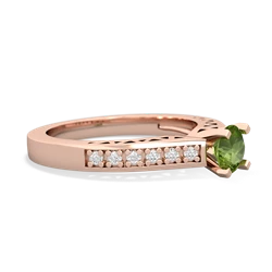 Peridot Art Deco Engagement 5Mm Round 14K Rose Gold ring R26355RD